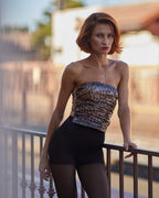 Leopard wet effect hard corset