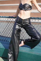 Leather wide pants