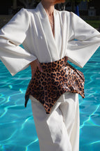 Leopard leather belt lingerie style