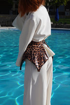 Leopard leather belt lingerie style