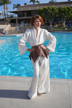 Leopard leather belt lingerie style