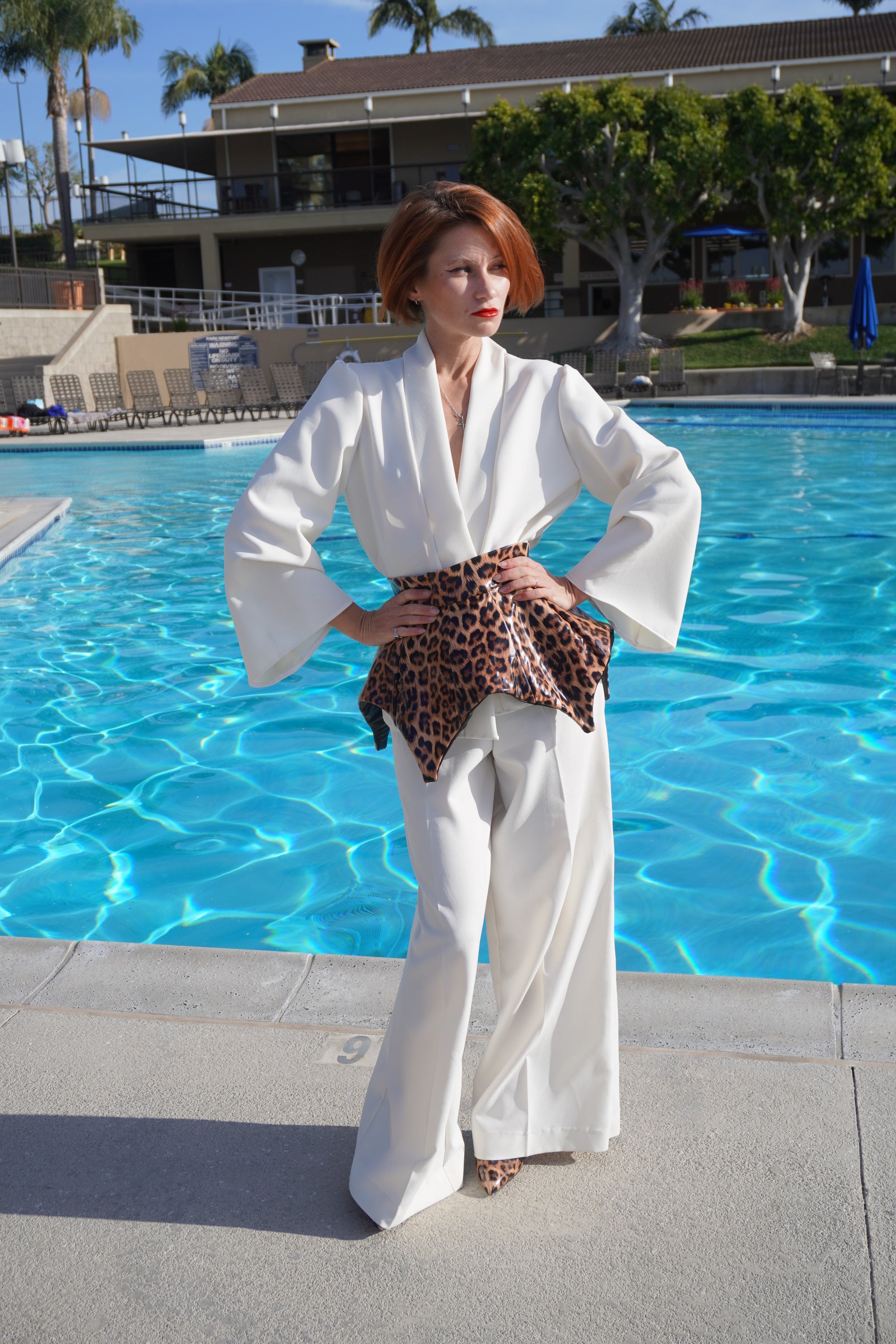 Leopard leather belt lingerie style