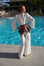 Leopard leather belt lingerie style