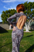 Open back mermaid leopard dress