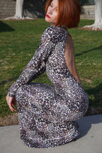 Open back mermaid leopard dress