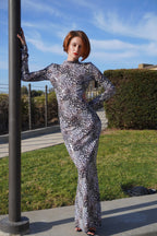 Open back mermaid leopard dress