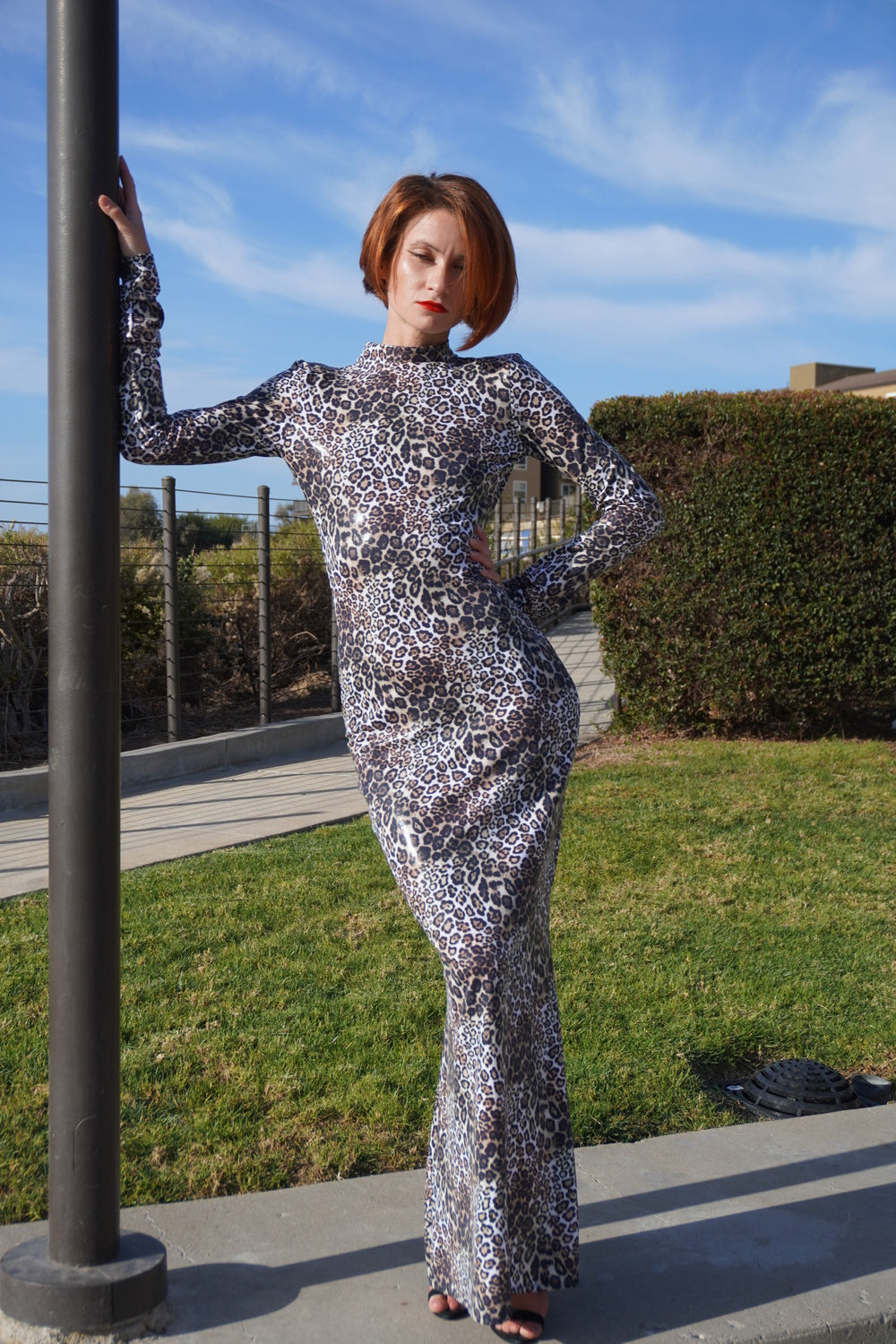 Open back mermaid leopard dress