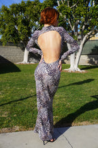Open back mermaid leopard dress
