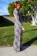 Open back mermaid leopard dress