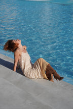 Beige sequins maxi dress