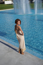 Beige sequins maxi dress