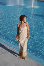 Beige sequins maxi dress