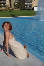 Beige sequins maxi dress