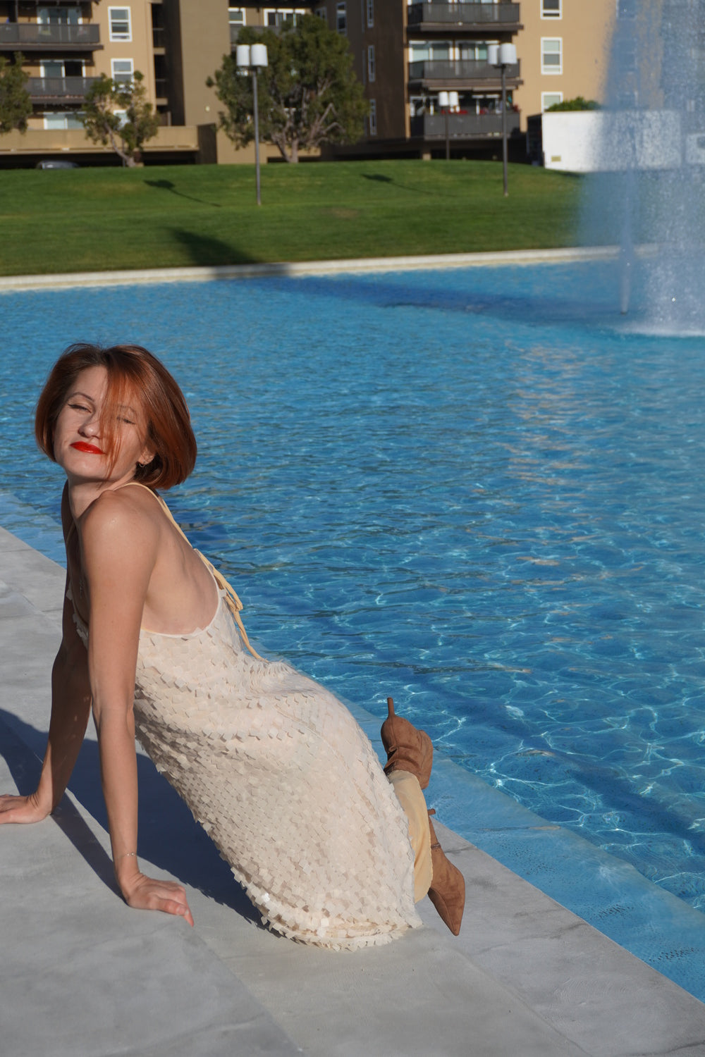 Beige sequins maxi dress