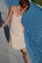 Beige sequins maxi dress