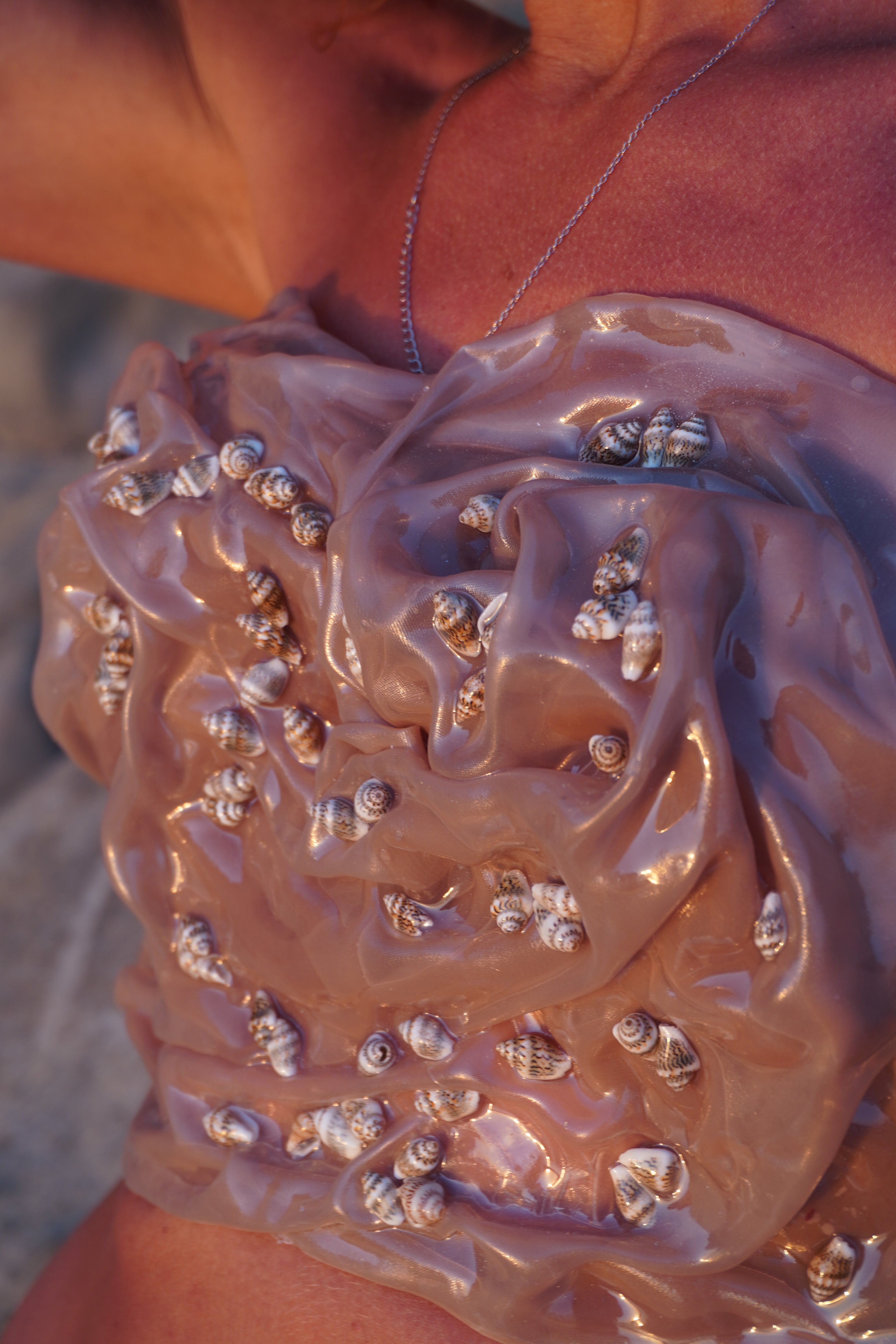 Sea shells wet effect hard corset