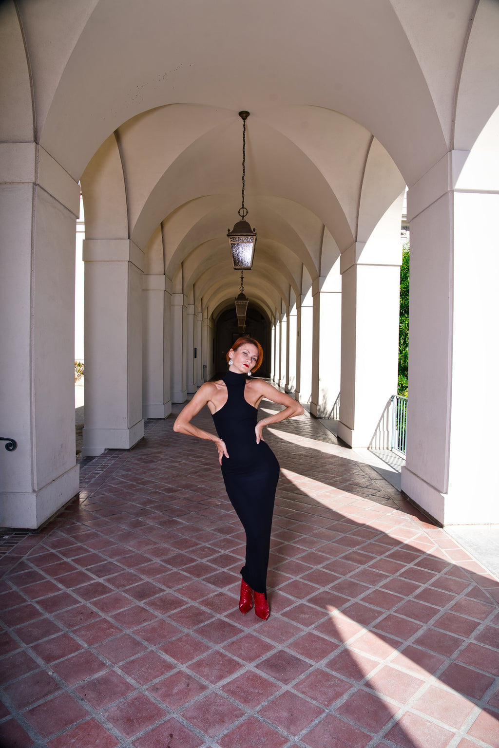 High turtle neck maxi dress