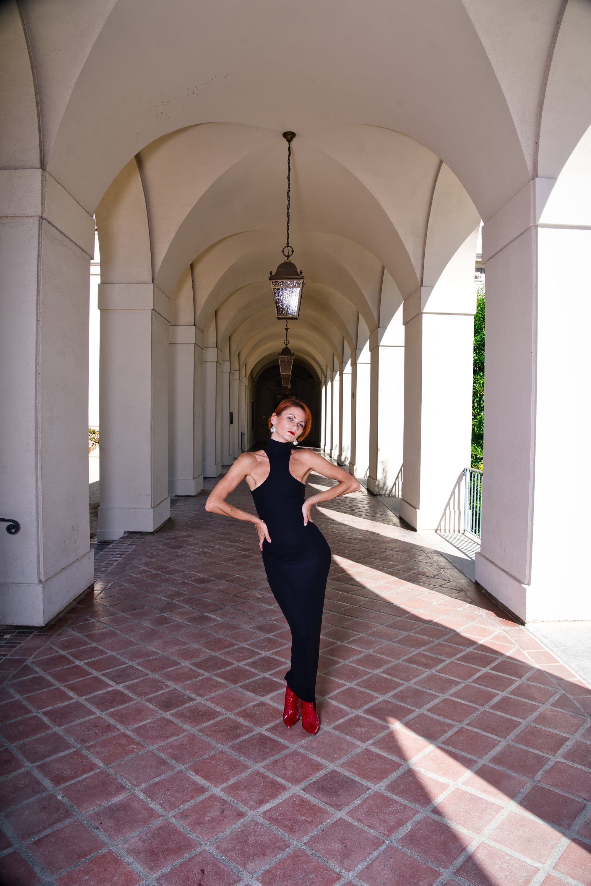 High turtle neck maxi dress