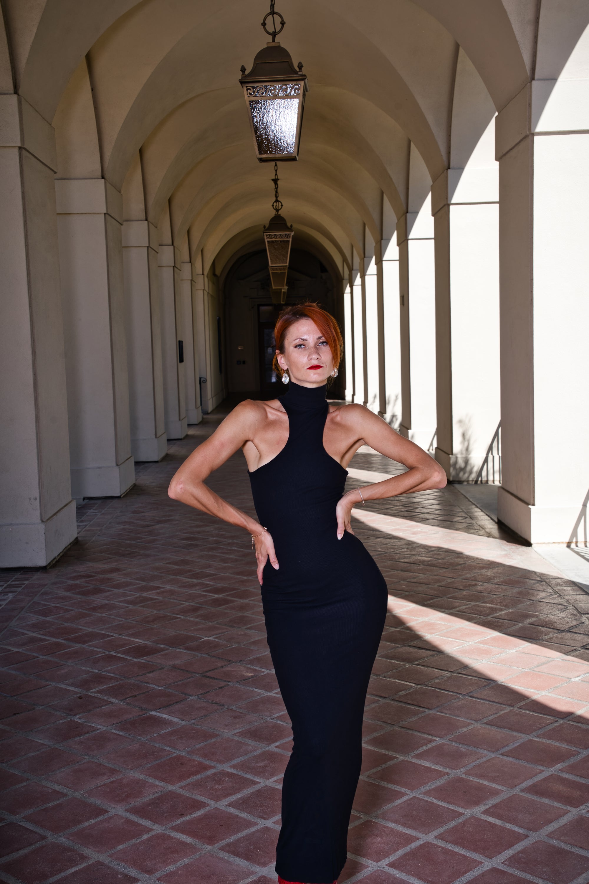 High turtle neck maxi dress