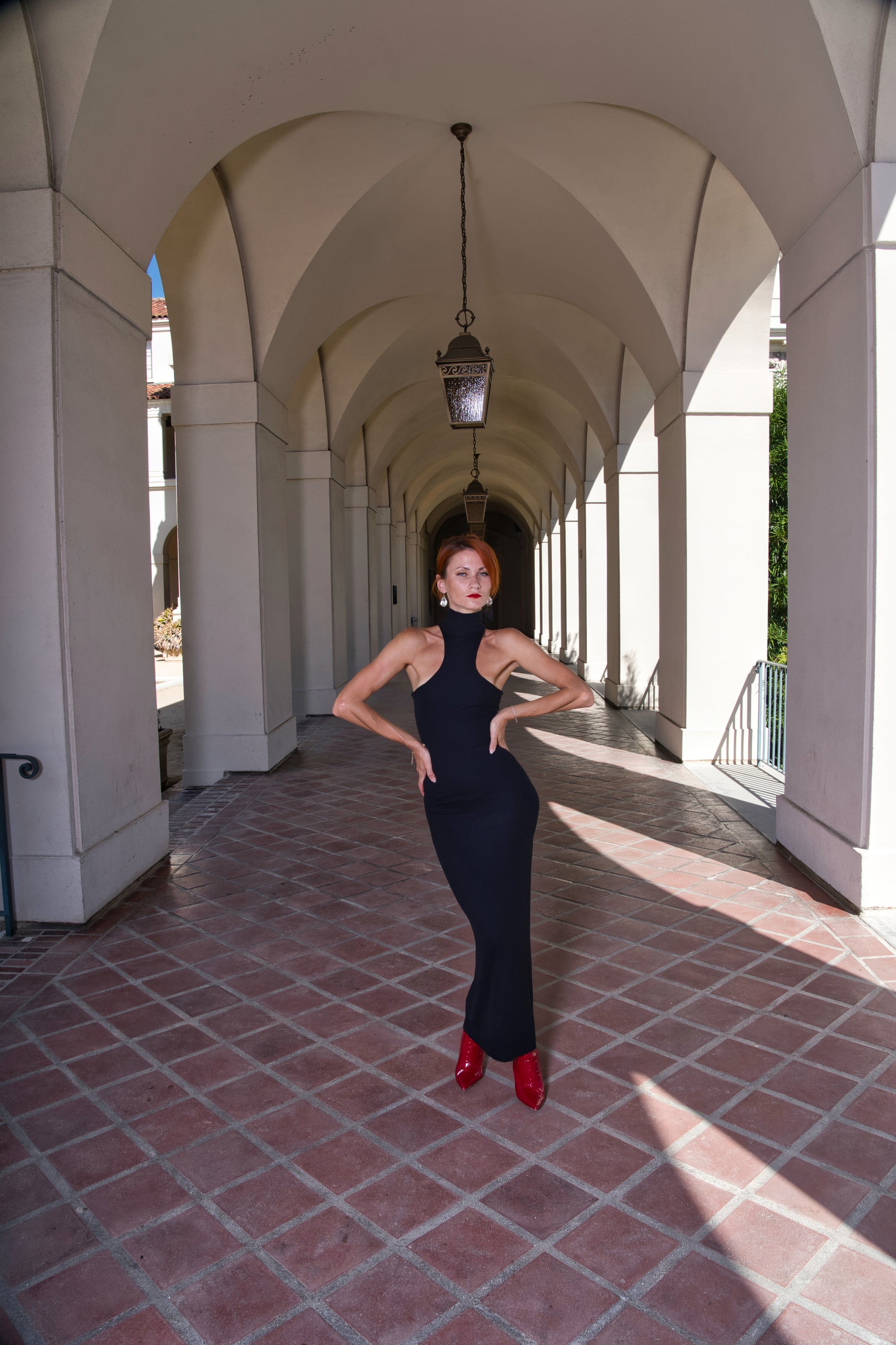 High turtle neck maxi dress