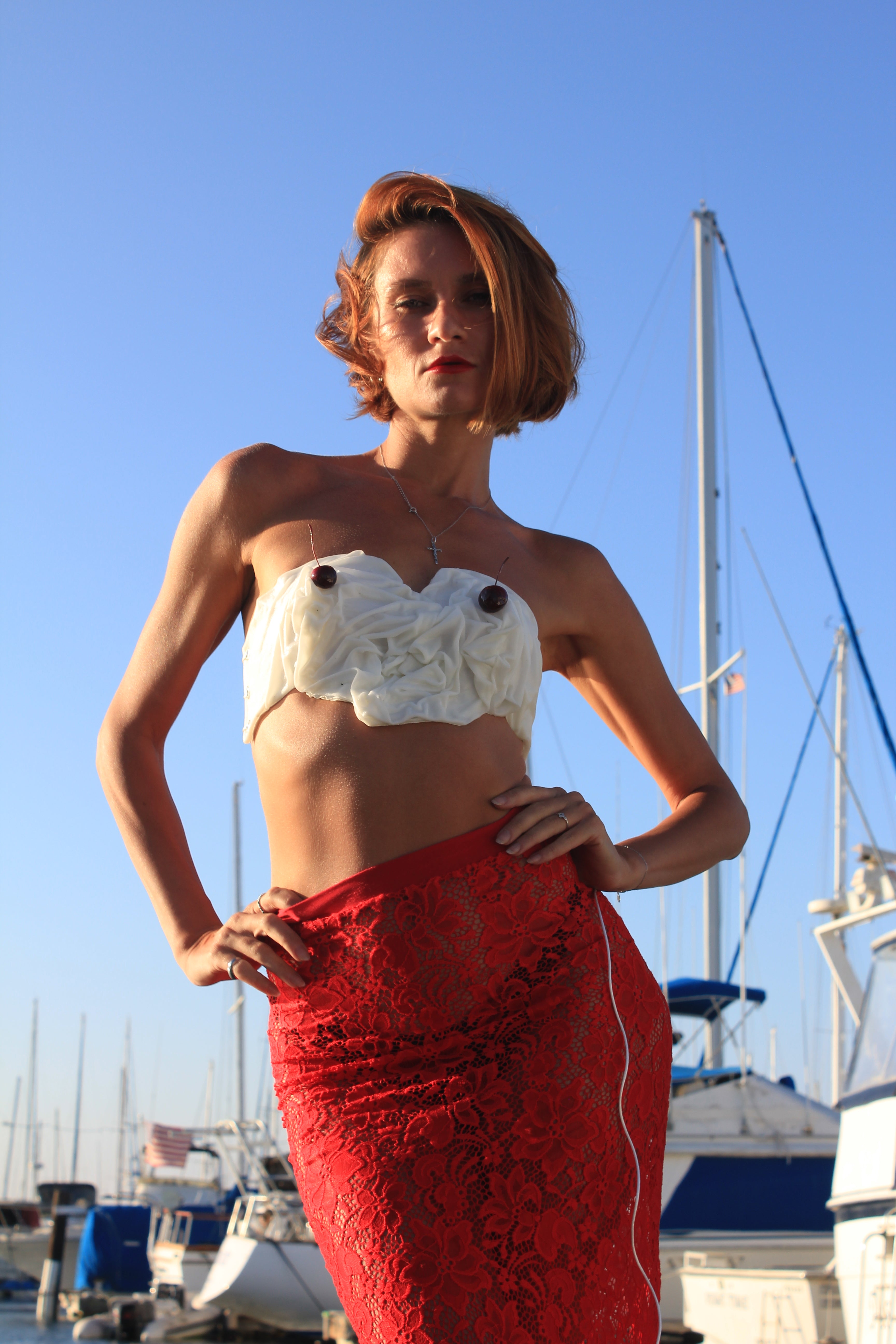 Cherry wet look hard corset