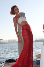 Cherry wet look hard corset