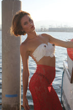 Cherry wet look hard corset