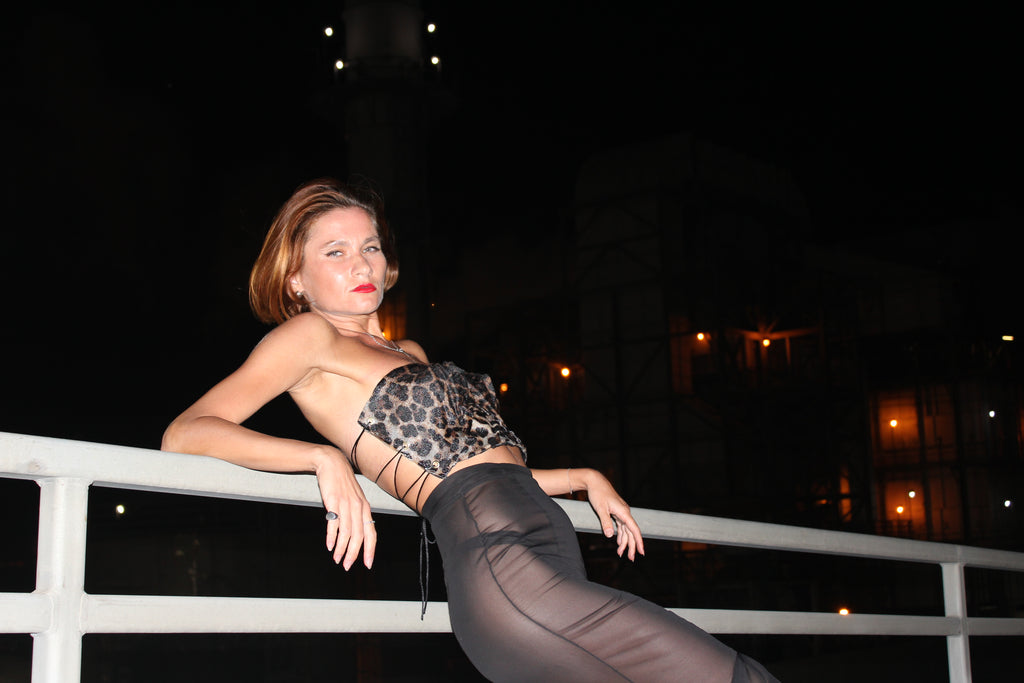 Leopard wet look hard corset