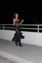 Leopard wet look hard corset