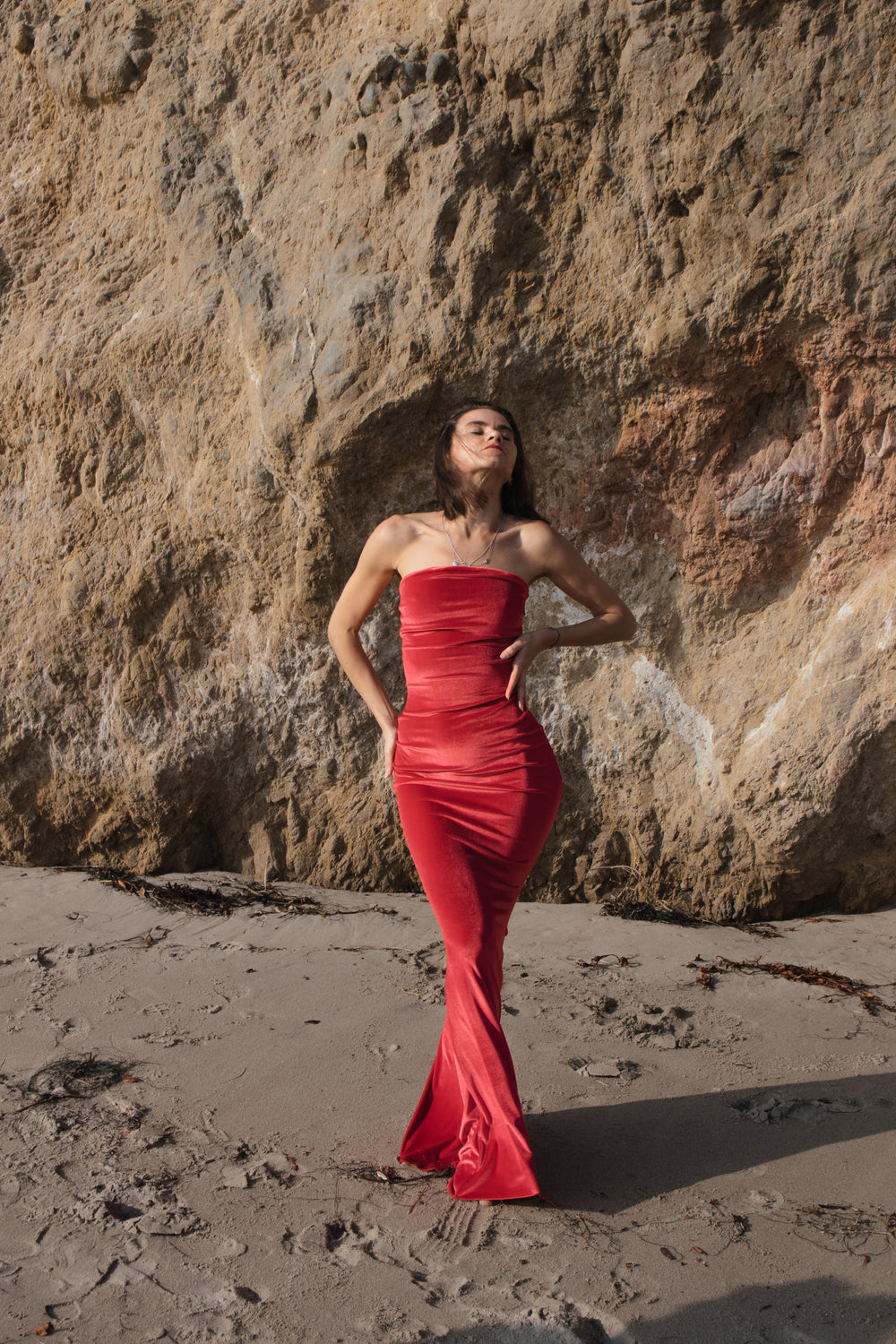 Red velvet mermaid dress