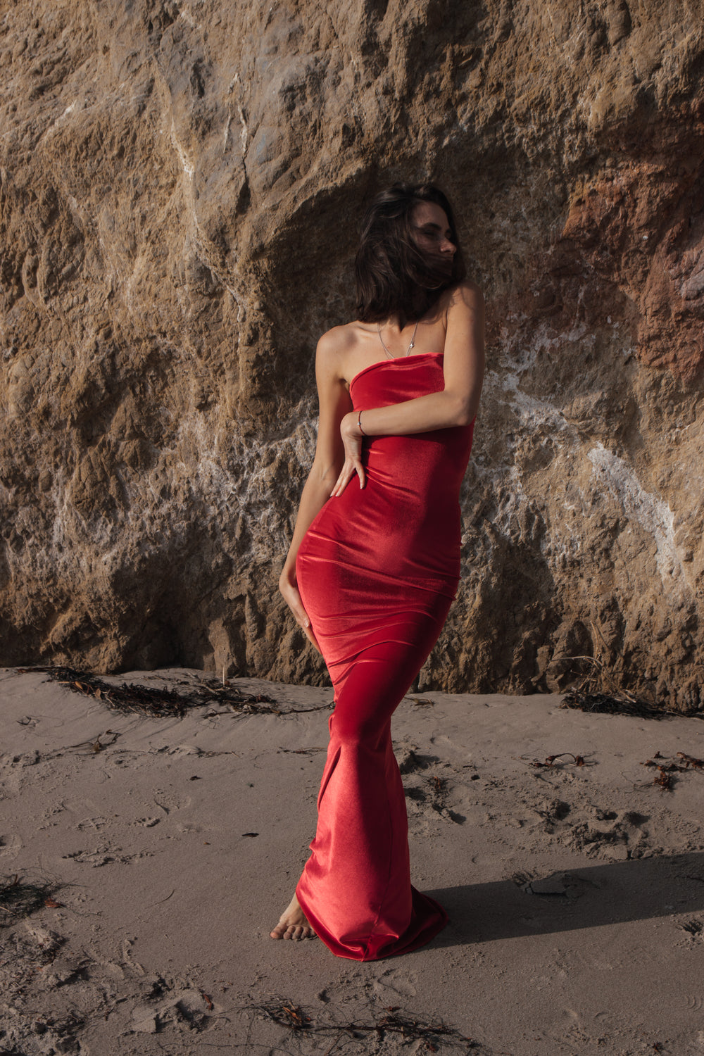 Red velvet mermaid dress