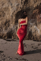 Red velvet mermaid dress
