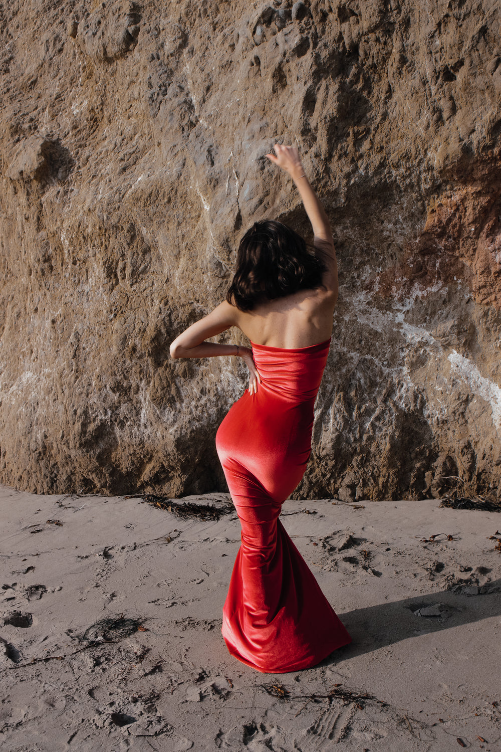 Red velvet mermaid dress